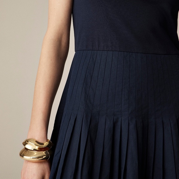 NWT! J. CREW Pintuck Mixy Tank Dress Solid Navy Blue Midi Pleated Preppy Medium - Picture 5 of 15